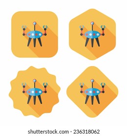 Space robot flat icon with long shadow,eps10
