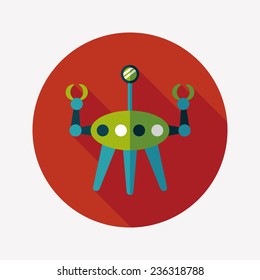 Space robot flat icon with long shadow,eps10