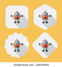 Space robot flat icon with long shadow,eps10