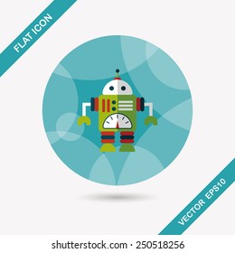 Space robot flat icon with long shadow,eps10