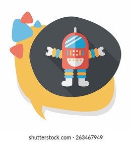 Space robot flat icon with long shadow,eps10