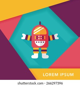 Space robot flat icon with long shadow,eps10