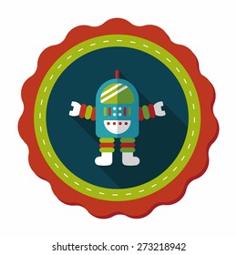 Space robot flat icon with long shadow,eps10