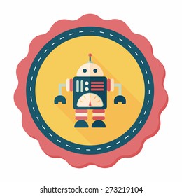 Space robot flat icon with long shadow,eps10