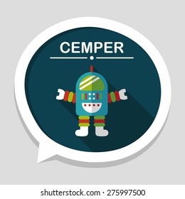 Space robot flat icon with long shadow,eps10