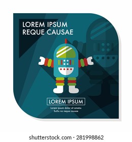 Space robot flat icon with long shadow,eps10