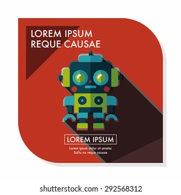 Space robot flat icon with long shadow,eps10