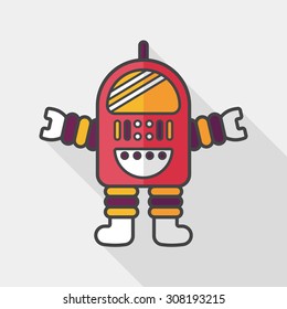 Space robot flat icon with long shadow,eps10