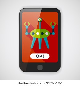 Space robot flat icon with long shadow,eps10