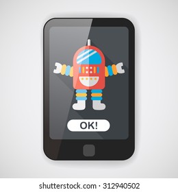 Space robot flat icon with long shadow,eps10