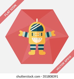 Space robot flat icon with long shadow,eps10