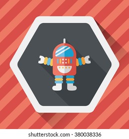 Space robot flat icon with long shadow,eps10