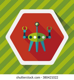 Space robot flat icon with long shadow,eps10