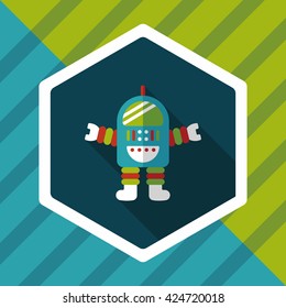 Space robot flat icon with long shadow,eps10