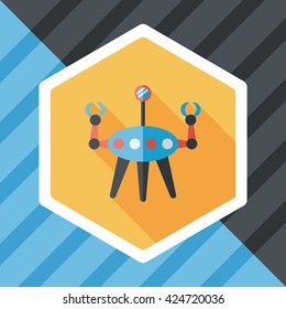 Space robot flat icon with long shadow,eps10