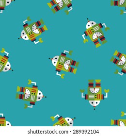 Space robot flat icon,eps10 seamless pattern background
