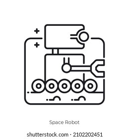 Space Robot icon. Outline style icon design isolated on white background