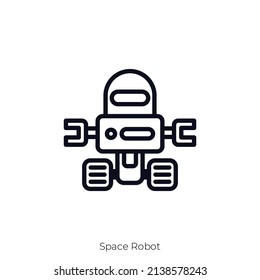 Space Robot icon. Outline style icon design isolated on white background