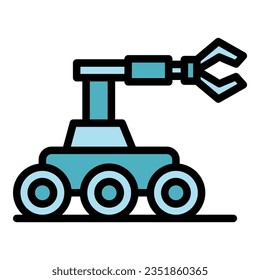 Space robot icon outline vector. Future bot. Support robot color flat