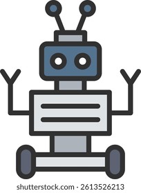 Space Robot Outline Filled Style Icon