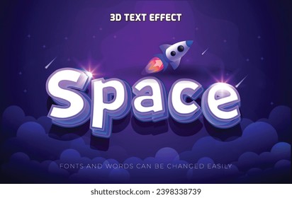 Space rocket 3d editable text effect style