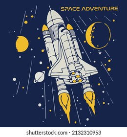 SPACE ROCKET ADVENTURE GALAXY FOR APPAREL KIDS BOY GRAPHIC