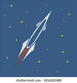 
space rocket against the background of the starry sky