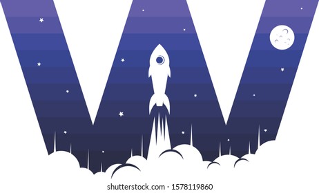 space rocket alpahbet initial theme logo icon sign science technology vector art