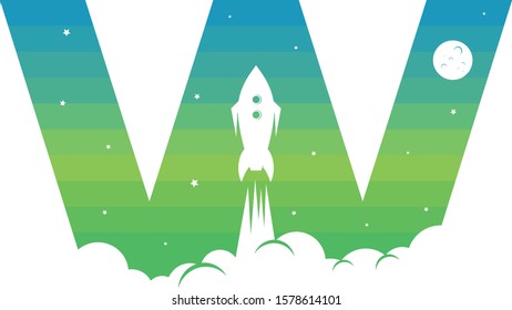 space rocket alpahbet initial theme logo icon sign science technology vector art