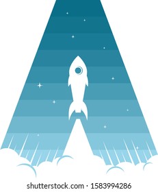 space rocket alpahbet initial theme logo icon sign science technology vector art