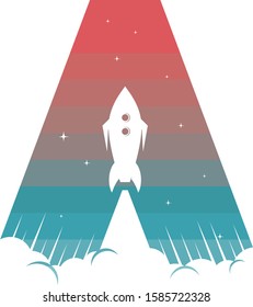 space rocket alpahbet initial theme logo icon sign science technology vector art