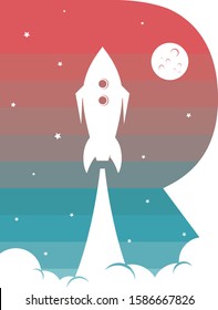 space rocket alpahbet initial theme logo icon sign science technology vector art