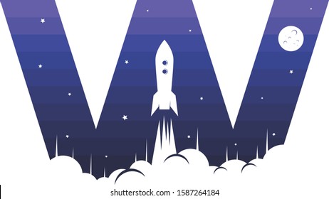 space rocket alpahbet initial theme logo icon sign science technology vector art