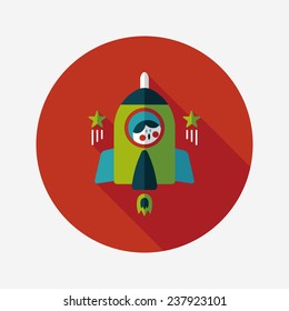 Space rocket and astronaut flat icon with long shadow,eps10
