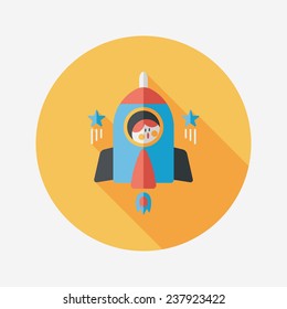 Space rocket and astronaut flat icon with long shadow,eps10