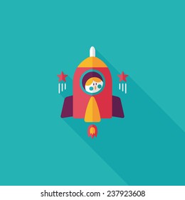 Space rocket and astronaut flat icon with long shadow,eps10