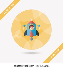 Space rocket and astronaut flat icon with long shadow,eps10