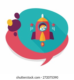 Space rocket and astronaut flat icon with long shadow,eps10