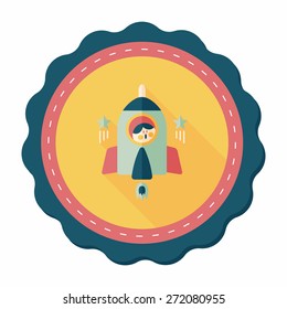 Space rocket and astronaut flat icon with long shadow,eps10