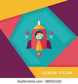 Space rocket and astronaut flat icon with long shadow,eps10