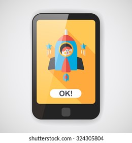 Space rocket and astronaut flat icon with long shadow,eps10