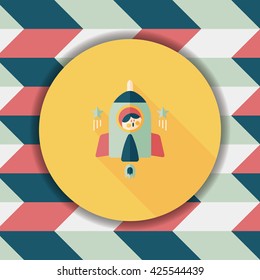 Space rocket and astronaut flat icon with long shadow,eps10