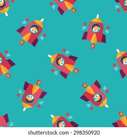 Space rocket and astronaut flat icon,eps10 seamless pattern background