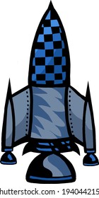 cohete espacial con colores azules
