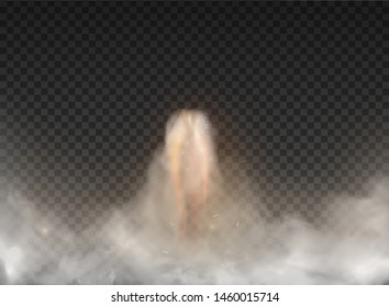 Space Rocket Bomb Smoke Isolated On Transparent Background