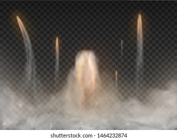 Space rocket bomb Smoke isolated on transparent background