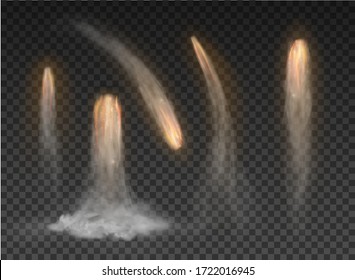 Space Rocket Bomb Smoke Isolated On Transparent Background
