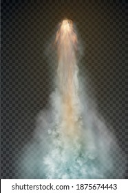 Bomba espacial con cohetes Humo aislado en un fondo transparente. Ilustración del vector