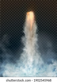 Space rocket bomb Smoke isolated on transparent background. Vector illustration