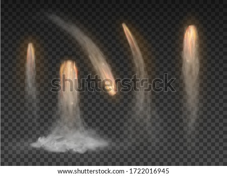 Space rocket bomb Smoke isolated on transparent background
